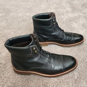 J&M Black Leather Cap Toe Men’s Dress Boots size 11M